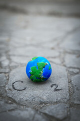 world globe concept of greenhouse gas emissions targets net zero and carbon neutrality, Carbon Neutral and ESG and CO2. Sustainable Resources, Environmental Care.