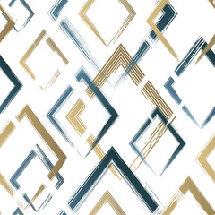 Abstract rhomb seamless pattern. Repeating gold grunge backdrop. Random rhombus. Background golden printed. Geometric texture. Repeated printing. Repeat patern for design prints. Vector illustration