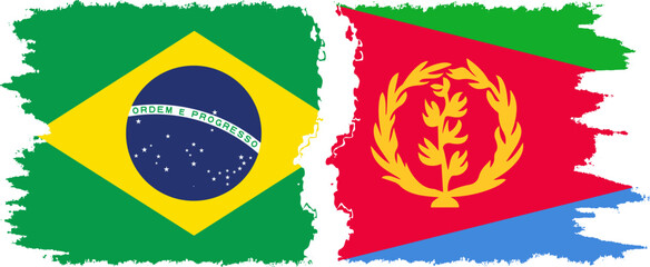 Eritrea and Brazil grunge flags connection vector