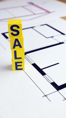 Written sale drawing apartment concept in studio.