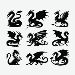 silhouettes Vector collection white background