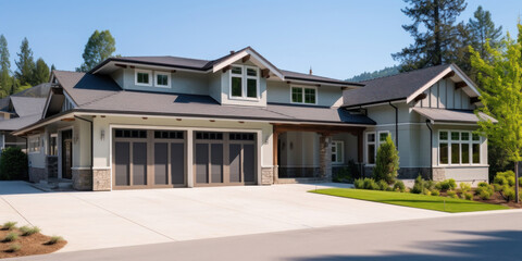 A luxurious new construction home, Modern style of home with car garage.