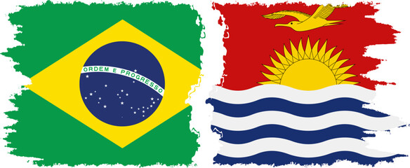 Kiribati and Brazil grunge flags connection vector