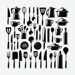 silhouettes Vector collection white background