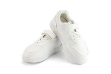 White Sport shoes isolated on white background with clipping path.