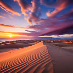 Fototapeta na wymiar dunes at sunrise generative AI