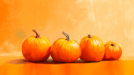 Obraz premium Pumpkins on isolated orange background