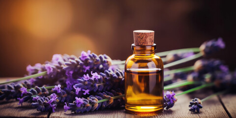 An essential aromatic oil and lavender flowers, Relax, Sleep Concept.
