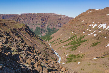 Hoisey River valley. Putorana Plateau landscape. Russia, Taimyr