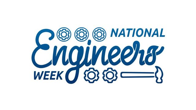 National Engineers Week text animation with alpha channel. Handwritten calligraphy typography. Great for celebrating the amazing accomplishments of engineers, technicians, and technologists