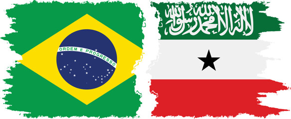 Somaliland and Brazil grunge flags connection vector