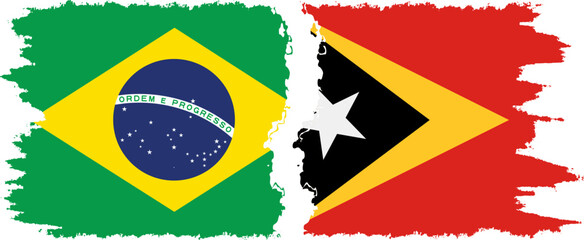 Timor-Leste - East Timor and Brazil grunge flags connection vecto