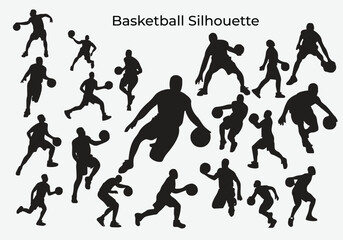 Basketball player Silhouette. Basketball Silhouette vector isolate white background.