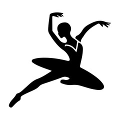 Ballerina Dance vector icon in flat style black color silhouette white background