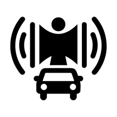 minimal car horn icon vector silhouette, black color, stop horn, white background