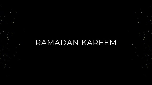 Ramadan Kareem text animation . Glitter Light circle trail Sparkling star dust trail spiral particle effect animation.