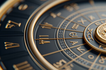 Close-up of the dial of a medieval watch. - obrazy, fototapety, plakaty