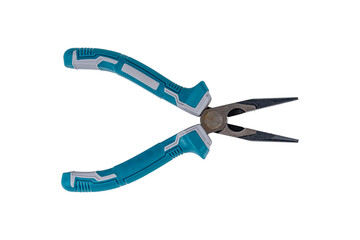 Stainless steel metal pliers isolated on white background.