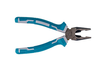 Stainless steel metal pliers isolated on white background.