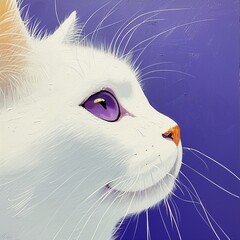 close up portrait of a cat with purple eyes