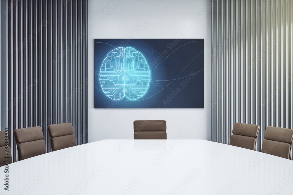 Aufkleber creative artificial intelligence concept with human brain hologram on presentation screen in a moder