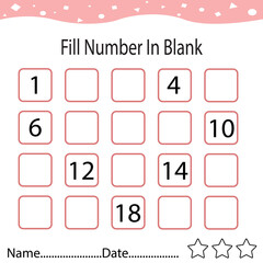 Fill number in the blanks with a 1-20 number