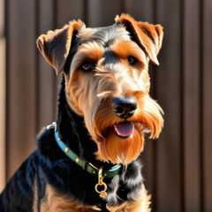 Portrait of nice airedale terrier. Generative AI