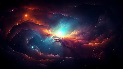 Space galaxy background, 3D illustration of nebulae in the universe - obrazy, fototapety, plakaty