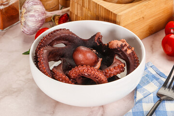 Boiled delicous Octopus in the bowl
