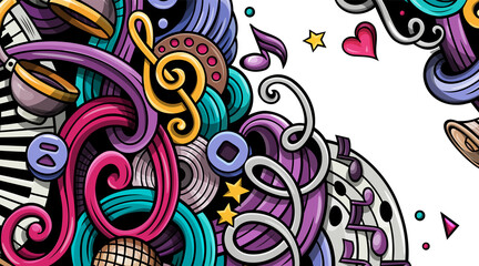 Music cartoon banner illustration