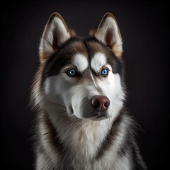 Stunning Husky Portrait with Vivid Blue Eyes in Studio