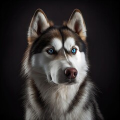 Obraz premium Stunning Husky Portrait with Vivid Blue Eyes in Studio