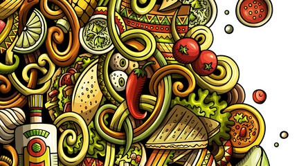 Mexican food detailed cartoon banner illustration