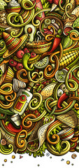 Mexican food detailed cartoon banner illustration