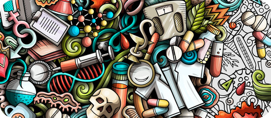 Medicine detailed cartoon banner illustration
