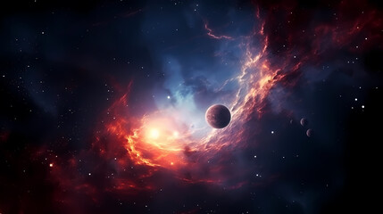 Obraz premium Space galaxy background, 3D illustration of nebulae in the universe