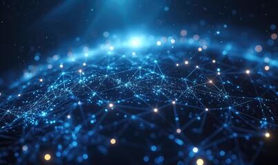 a technology background blockchain connected by AI around the globe photo fo twiitter or linkedin background