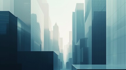 Simplified forms of skyscrapers and landmarks emerge from a minimalist background