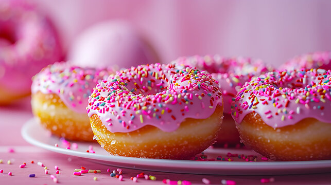 Image of a row of cute  doughnuts.