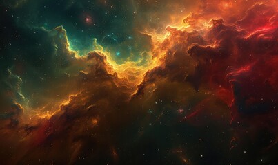 Fototapeta na wymiar Space nebula red green