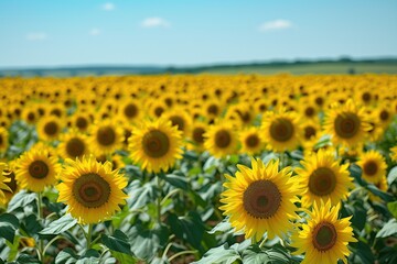 Beautiful view of a field of sunflowers