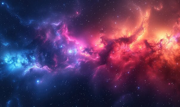 concept of a colorfull galaxy with exoplanets