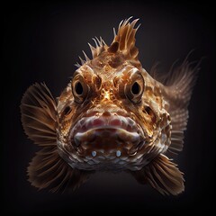Detailed Scorpionfish Portrait with Dramatic Lighting