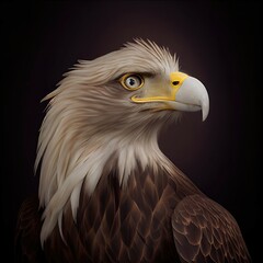 Obraz premium Majestic Bald Eagle Portrait Against Dark Background