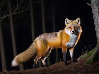 Fox Close-Up: Intense Gaze of a Cunning Predator - Wildlife Portrait for Design Projects