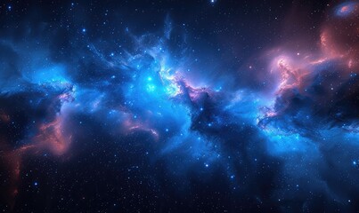 Space Blue neon galaxy, stars, black background