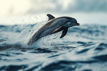 Obraz premium Dolphin jumping out of Ocean nature
