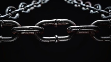 Fototapeta premium Closeup brutal metal chain on a black background