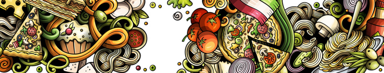 Italian food cartoon banner illustration