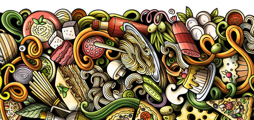 Italian food cartoon banner illustration